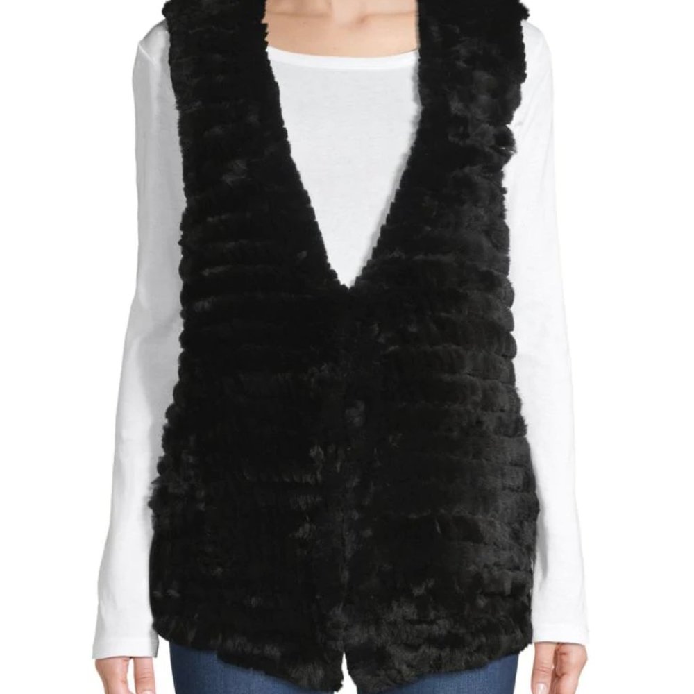 Adrienne Landau Rabbit Fur vest - black, medium